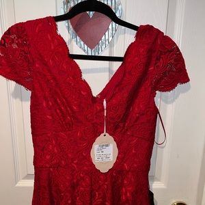 Jolie Moi Red Lace Midi